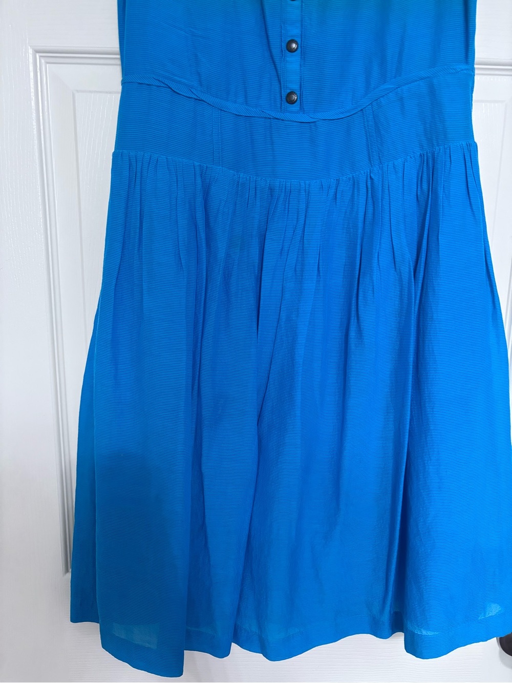 Burberry turquoise silk/ cotton blend dress with buttons - Picture 5 of 9